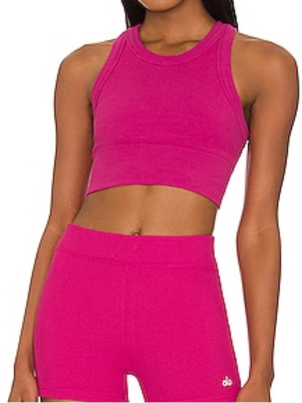 ALO Yoga Seamless Delight High Neck Bra in Magenta Crush